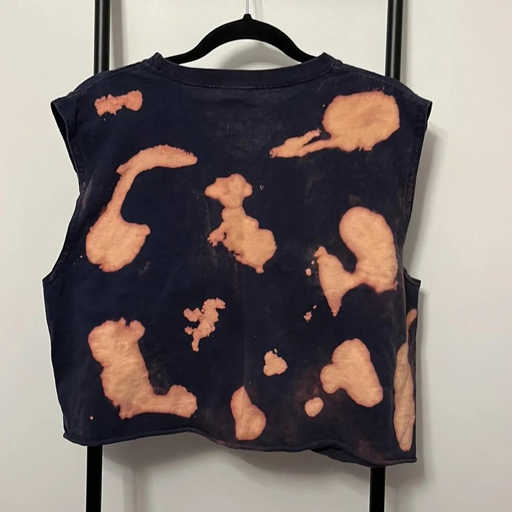 Vintage Nike Crop Top T-shirt Tie Dye Cotton Women Size L Y2K